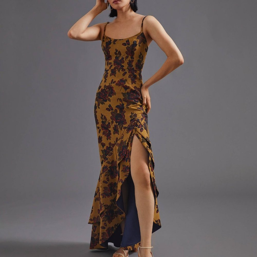 HTF Anthropologie Floral Slip Maxi Dress
